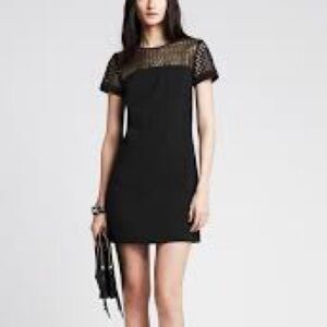 Banana Republic metallic gold and back dress size 2 short sleeve lace top